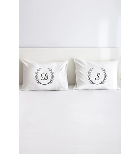 Harfli Pamuklu Çift Kişilik 50x70 cm Yastık Kılıfı Seti