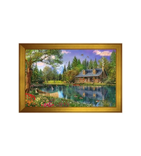 Manzara Temalı Kanvas Tablo 50 x 70 cm Gold Çerçeve