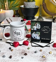 Sevgiliye Özel İkili Çerçeve Ve Kupa Hediye Seti