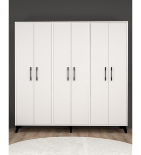 Diva Beyaz 6 Kapaklı Elbise Dolabı Modern Tasarım Geniş Gardırop