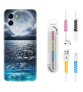 Vivo Y15S Y32 Y33S Y51 Y53S Kılıf Kablo Koruma Spiral Silikon Great Moon 1301