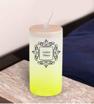 BK Gift İsimli Mavi Renk Pipetli Buzlu Cam Bardak 600ml - 1, Arkadaşa Hediye, Doğum Günü Hediyesi