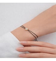 Hediyelik Altın Tektaş Şans Bilekliği - Ayarlanabilir İpli Minimalist Takı
