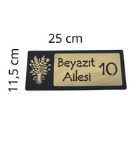 Kişiye Özel Siyah Ahşap Gold Pleksi Çiçek Motifli Kapı Numarası ve İsimlik Tabela