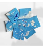 Mavi Temalı 25'li Pul Sticker Seti  Scrapbook & Journal, Ajanda Çıkartmaları (Çok Renkli)