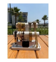 2 Katlı Takı Organizer Düzenleyici Beyaz T Stand Bileklik & Saat Standı