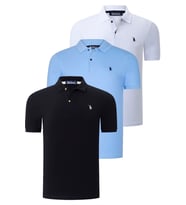 ÜÇLÜ SET T8561 DEWBERRY ERKEK T-SHIRT-SİYAH-BEYAZ-AÇIK MAVİ (Karışık)