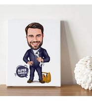 Tamir İşleri Seven Erkek Karikatürlü Kanvas Tablo