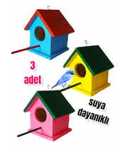 ahşap kuş yuvası dış mekan suya dayanıklı 3 adet