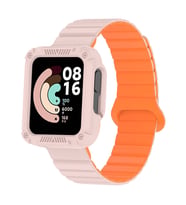 Lexroo Xiaomi Redmi Watch 2 Silikon Kordon KRD-105 Strap Kayış - Pembe-Turuncu