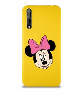 Huawei P Smart S Soft Premier Kapak Minnie Mouse-C Tasarımlı Silikon Kılıf - Sarı (Şeffaf)