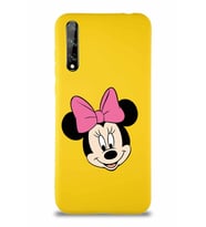Huawei P Smart S Soft Premier Kapak Minnie Mouse-C Tasarımlı Silikon Kılıf - Sarı (Şeffaf)