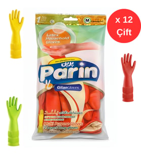 Parin Uzun Konçlu Lateks Bulaşık ve Temizlik Eldiveni, Medium, 12 Çift