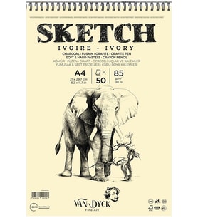 Van Dyck Skecth Çizim Blok A4 85 Gram 50 Yaprak Doku Üstten Spiralli