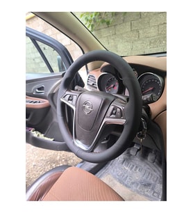 Dikişli Direksiyon Kılıfı Siyah Deri Kahve Dikişli Opel Mokka İçin