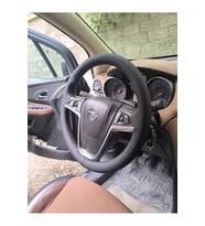 Dikişli Direksiyon Kılıfı Siyah Deri Kahve Dikişli Opel Mokka İçin