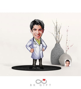 BK Gift Kişiye Özel Erkek Doktor Karikatürlü Ahşap Biblo-1