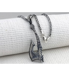 Viking İskandinav Savaşcı Baltası Kral Zincirli Üç Boyutlu 925 Ayar Gümüş Kolye