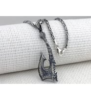 Viking İskandinav Savaşcı Baltası Kral Zincirli Üç Boyutlu 925 Ayar Gümüş Kolye