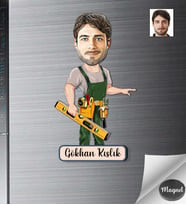 Kişiye Özel Tamirci Erkek Ahşap Magnet -1
