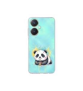 Vivo Y27 ile Uyumlu Splash Panda Tasarımlı Şeffaf Silikon Kılıf