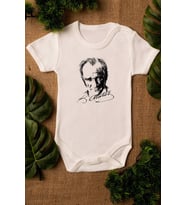 Atatürk Organik Baskılı Bebek Body %100 Pamuklı Zıbın