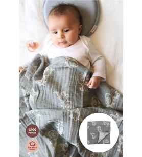 2 Katlı Jakarlı Müslin Bebek Battaniyesi %100 Pamuk Nefes Alabilen Yenidoğa