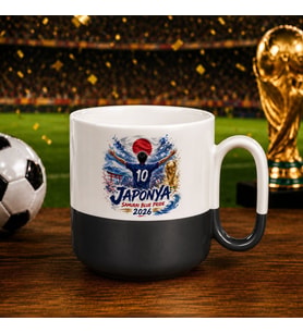 BK Gift Japonya Taraftar Temalı 2026 Dünya Kupası Tasarımlı Siyah Joyful Kupa Bardak
