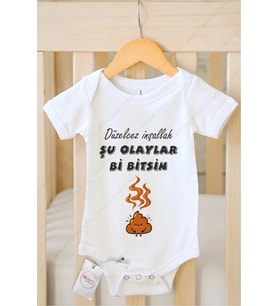 Düzelcez İnşallah Şu Olaylar Bi Bitsin Özel Tasarım Bebek Zıbın Pamuklu Çıtçıtlı Body