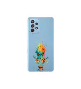 Samsung Galaxy A72 ile uyumlu Splash ahtapot tasarımlı şeffaf silikon kılıf