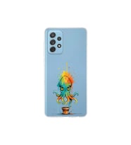 Samsung Galaxy A72 ile uyumlu Splash ahtapot tasarımlı şeffaf silikon kılıf