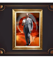 Altın Varaklı Çerçeveli Paspartulu Atatürk Tablo nl02A592 (Gold)