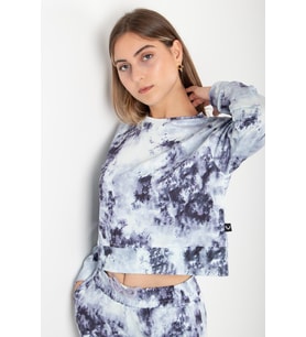 Siyah Kadın Crop Batik Sweatshirt