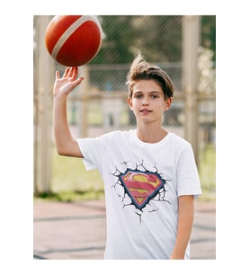 Süperman Logo Baskılı Unisex Süper Kahraman Film Çocuk Tişört (1-12 Yaş)
