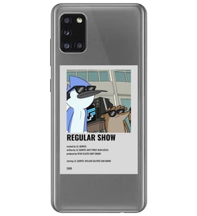 Samsung Galaxy A31 Uyumlu Regular Show Mordecai ve Rigby Desenli Şeffaf Telefon Kılıfı