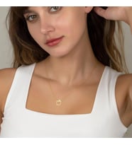Kişiye Özel 925 Ayar Gümüş Minimal Elma Model Kolye (Gold)