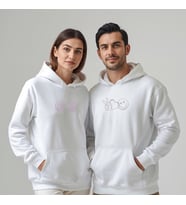 Sevgililer Günü Özel Kombin, 2 Ürün Kapüşonlu Hoodie Sweatshirt (Beyaz)