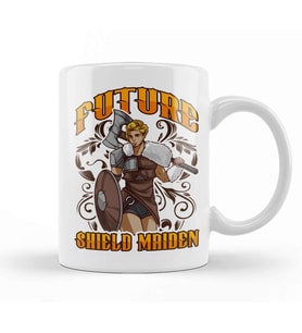 Cute Future Shield Maiden Nordic Viking Warrior Kupa Bardak Porselen