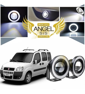 Fiat Doblo D1 Uyumlu, Universal Mercekli Led Angel Sis Farı, 76mm Beyaz Renk