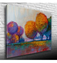 Günbatımı Sazlıklar ve Ağaçlar Yağlıboya Kanvas Tablo 50 x 70