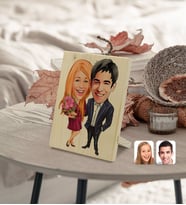 BK Gift Kişiye Özel Sevgililer Karikatürlü Dekoratif Ahşap Çerçeve Model 94