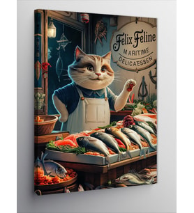 Kanvas Tablo Mahallemizin Balıkçısı Kedi
