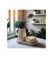 Lotus Mumluk & Geometrik Vazo 3’lü Dekoratif Set – Şık ve Zarif Dokunuş