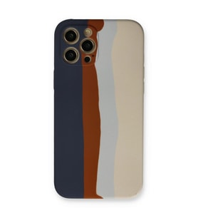 Apple İphone 12 Pro Max Kılıf Ebruli Lansman Silikon - Lacivert-krem