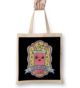 Cute Boba Queen Kawaii Bubble Tea Boba Anime Bez Çanta Uzun Saplı