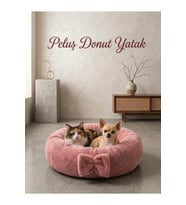 Yumuşak Pelüş Simit Kedi Köpek Yatağı, Renkli ve Rahat Uyku Alanı