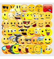 CajuArt 50 Adet Tekrarsız Emojiler Kalite PVC Sticker Süs 07 (Karışık)
