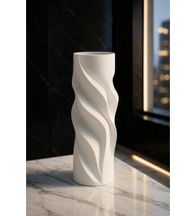 BEYAZ MİNİ SPİRAL MODERN DEKORATİF VAZO - 3D TASARIM KABARTMALI MİNİMALİST EV AKSESUARI