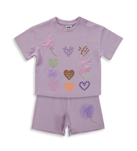 Civil Baby Kalp Nakışlı 6-18 Ay Takım - Lila