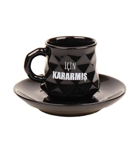 SİYAH KRİSTAL İÇİN KARARMIŞ TASARIM TÜRK KAHVESİ FİNCANI (Karışık)